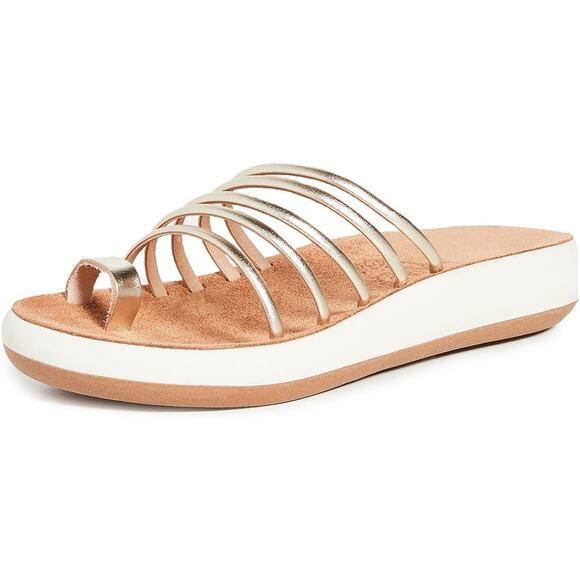 Ancient Greek Hypatia Leather Comfort Strappy Sandals Brown/Metallic Womens 35 - Picture 1 of 10